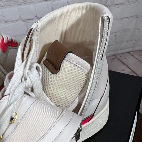 7.5 COACH High Top Leather Sneaker with hidden wedge heels NIB! Great Gift! - Picture 11 of 12